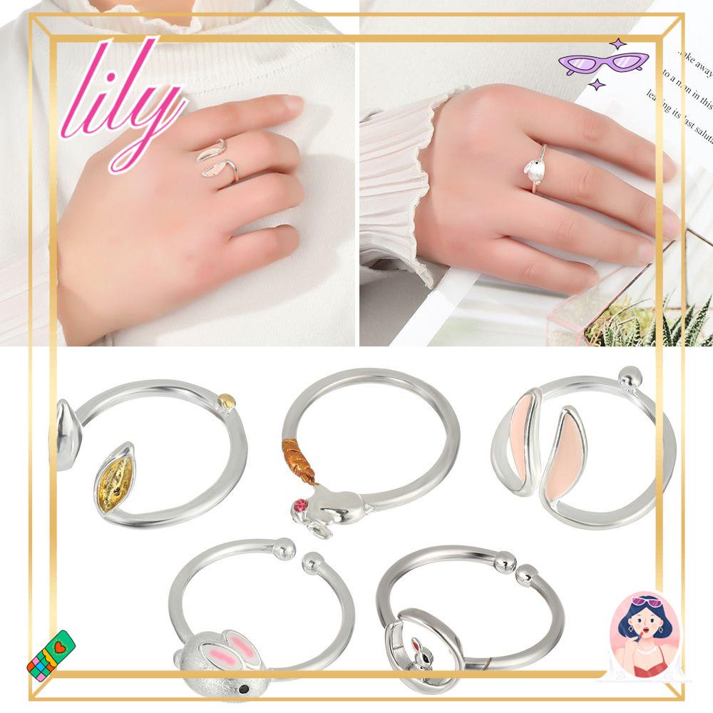 Lily Rabbit Carrot Ring Aksesoris Populer Bukaan Kreatif Hewan