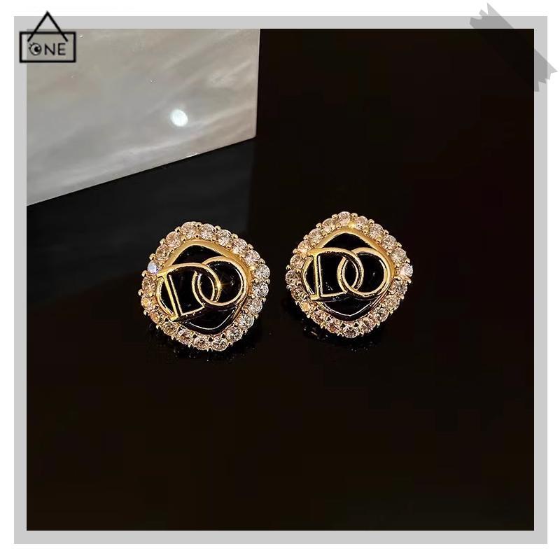 COD❤️Anting pin perak S925 dengan Huruf zirkonia Anting pejantan berdesain persegi-A.one