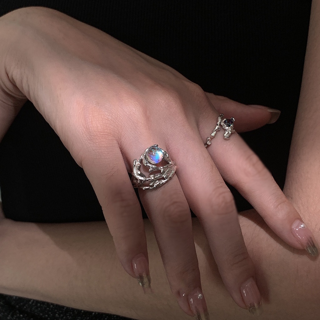 Cincin Zirkon Tidak Teratur Aksesoris Pasang Kepribadian Fashion Cahaya Mewah