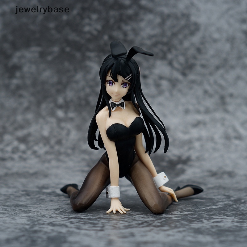 [jewelrybase] Anime Figure Sakurajima Mai Sexy Hitam Sutra Bunny Girl Kneeling Stance Boneka Hadiah Butik