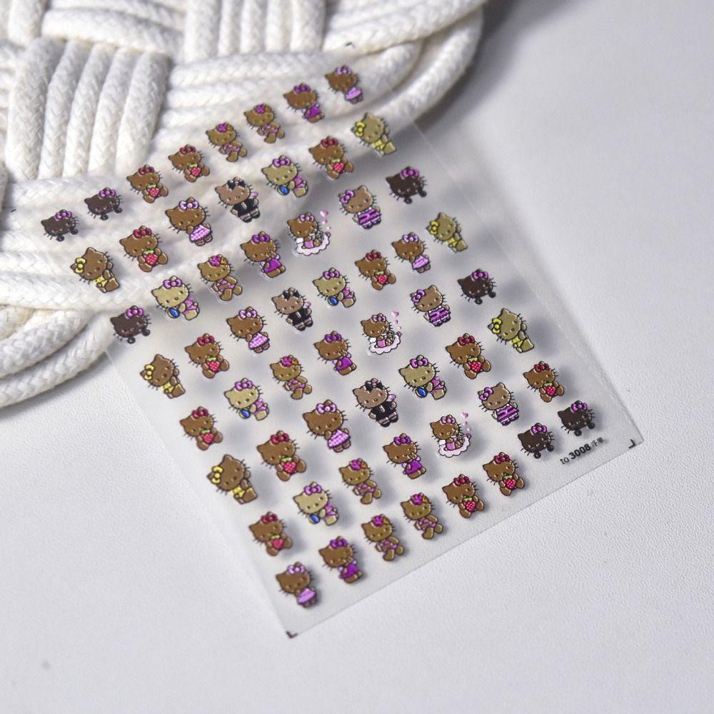 Mxbeauty Stiker Kuku Kartun Lucu Perekat Diri Kelinci Kitty Cat Melody Dekorasi Kuku