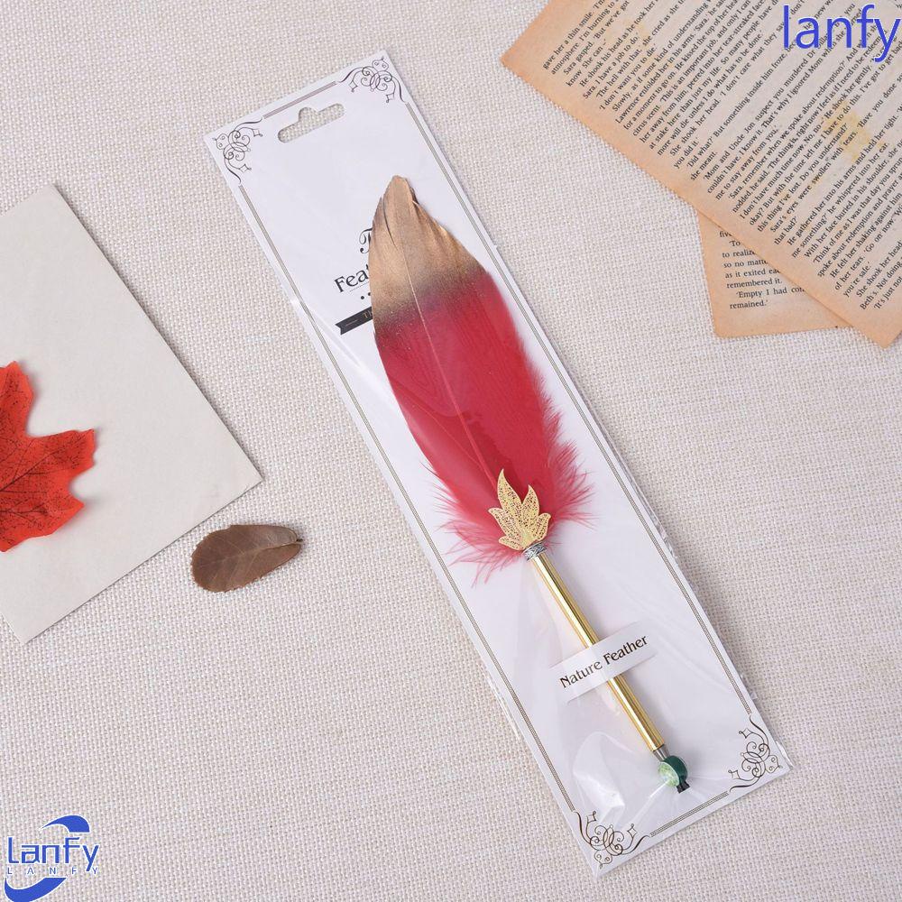 Lanfy Pulpen Bentuk Bulu Ukuran 0.5mm Untuk Alat Tulis Sekolah / Kantor