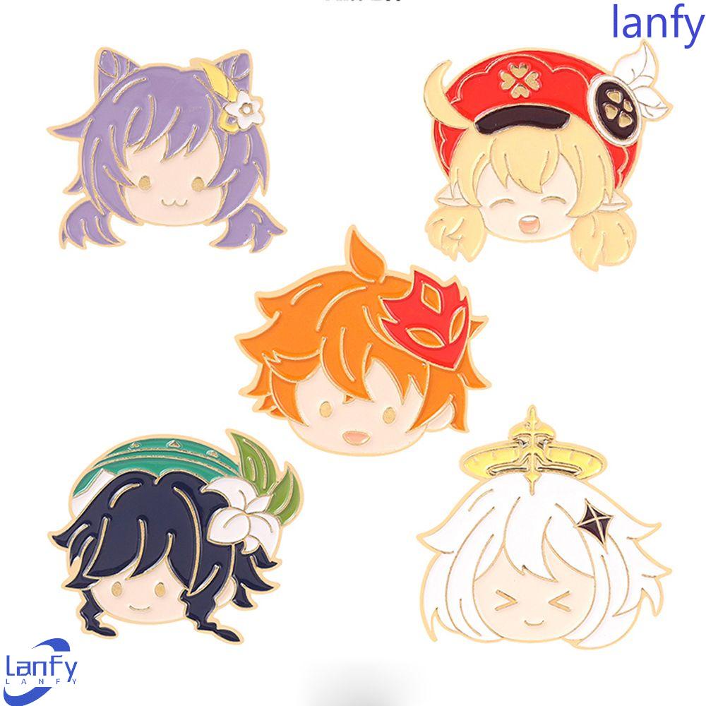 Lanfy Genshin Lapel Pin Ransel Cosplay Pakaian Dekorasi Kartun Decor Badge Lencana Pin Anime Badge