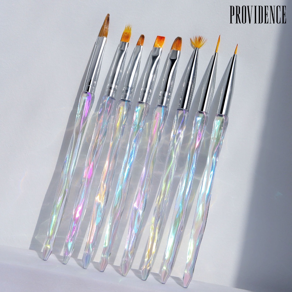 Providence 8Pcs/Set Lukisan Bunga Kuku Seni Brush Bulu Lembut Warna Gradien Non-slip Handle Manicure Tool Profesional Nail Liner Brush Nail Dotting Pen Perlengkapan Salon Kuku