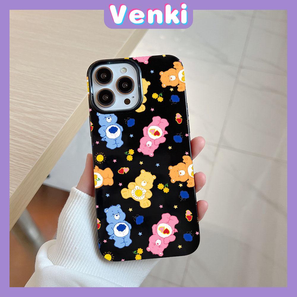 VENKI - For iPhone 14 Pro Max Glossy TPU Phone Soft Case Candy Color Bear Back Camera Protection Shockproof Compatible with iPhone 13 Pro max 12 Pro Max 11 xr xs max 7Plus 8Plus