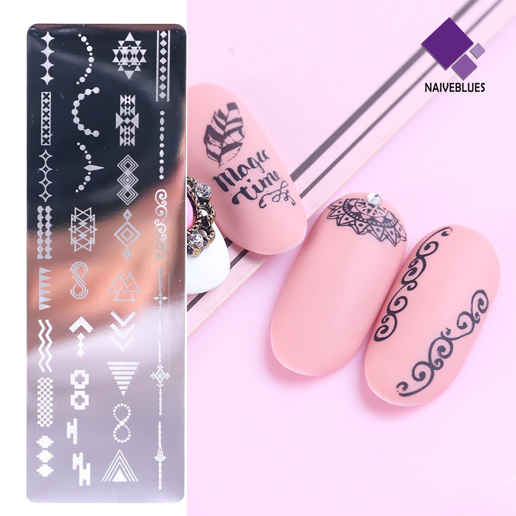 [naiveblues] Nail Art Stamping Plate Bening Ukiran Daun Bunga Stainless Steel DIY Template Kuku