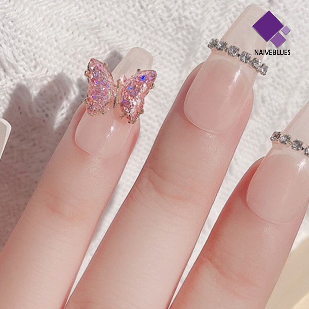 [naiveblues] Manicure Decoration Strong Luxury Alloy Butterfly 3D Berlian Imitasi Art Dekorasi Untuk