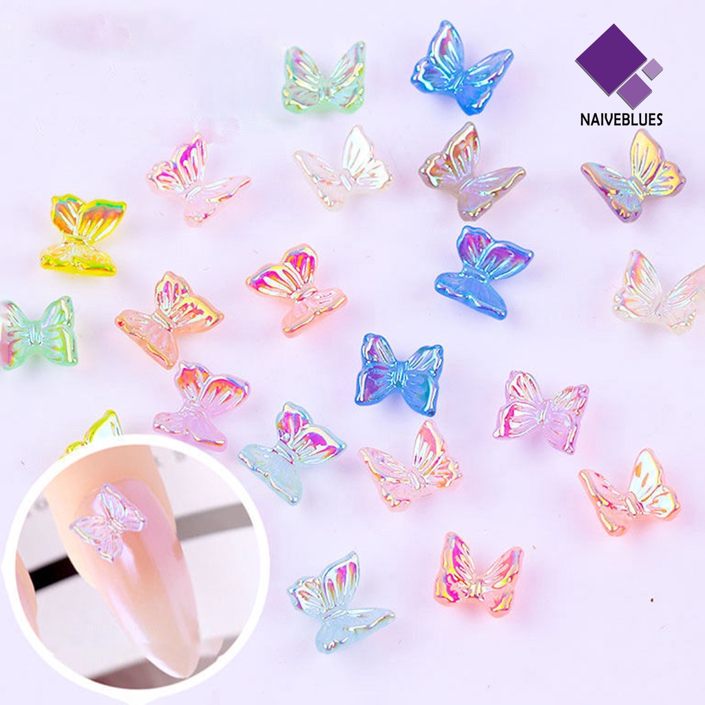 [naiveblues] 100pcs Dekorasi Kuku Tampilan Realistis Warna Vibrant Tahan Luntur Aplikasi Lebar Resin 3D