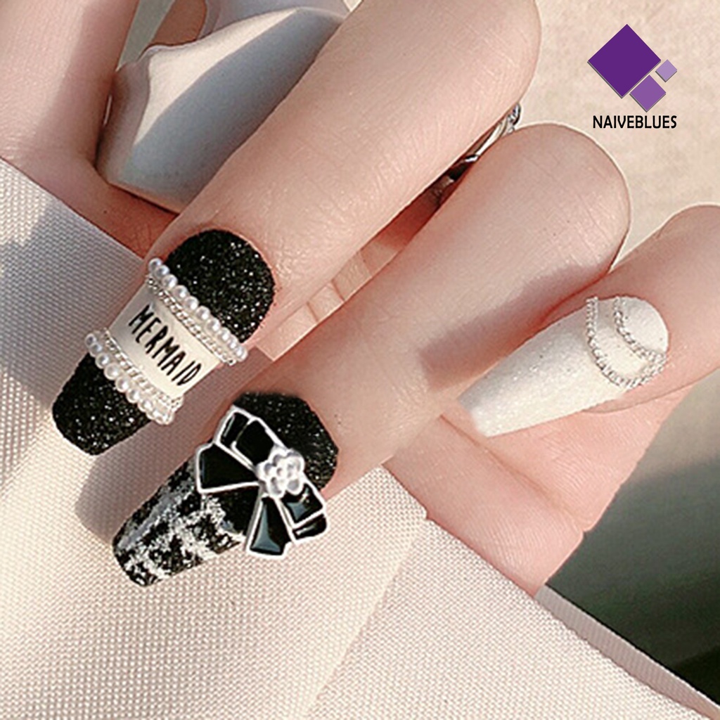 [naiveblues] 10pcs Dekorasi Nail Art Anti Jatuh Tidak Luntur Mudah Diikat Simpul Camellia Gaya DIY Hitam