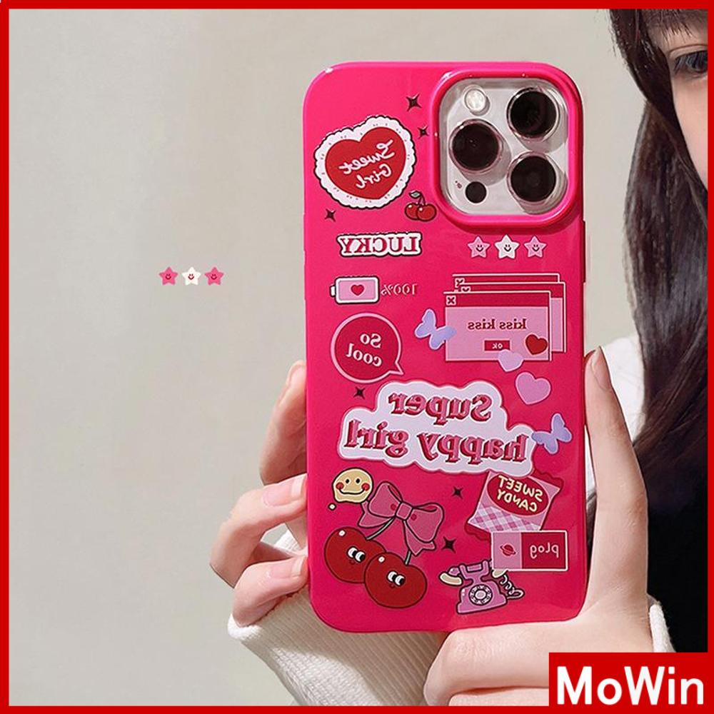 For iPhone 14 Pro Max iPhone Case Pink Glossy TPU Soft Case Shockproof Protection Camera Cute Sweet Happy Girl Compatible with iPhone 13 Pro max 12 Pro Max 11 xr xs max 7Plus