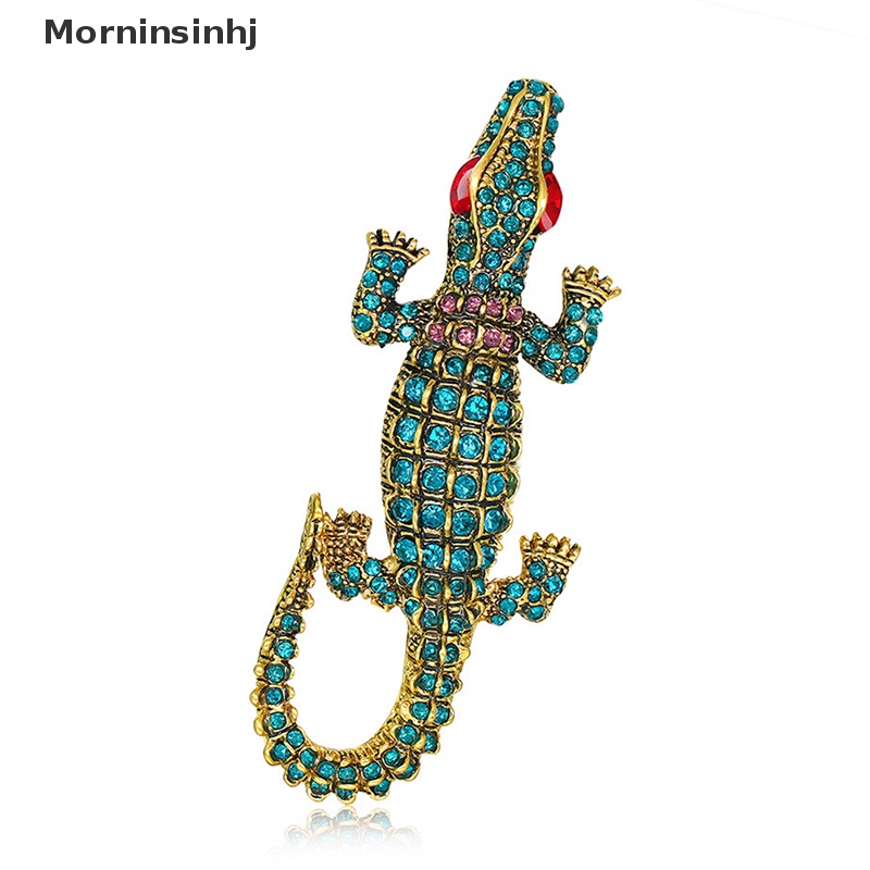 Mornin Vintage Crocodile Bros Berlian Imitasi Hewan Bros Pin Pakaian Logam Perhiasan Broche Aksesoris id