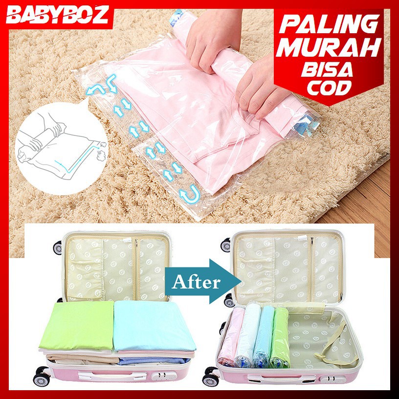 BBM Vacuum Bag Plastik plastic Tas Travel Organizer Plastik Vakum Kompresi compression cloth bag