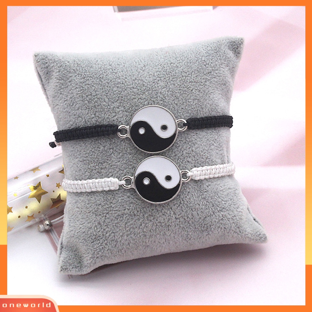 [EONE] Couple Gelang Handmade Braided Adjustable Bulat Beads Alloy Tai Chi Yin Yang Pria Wanita Tali String Fashion Perhiasan