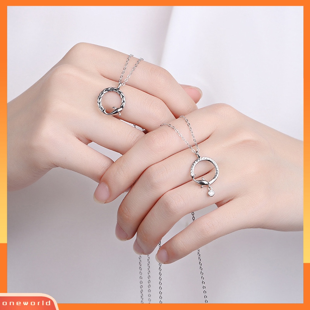 [EONE] Kalung Pasangan Hias Menarik All-match Adjustable Stainless Perhiasan Hadiah Ringan Wanita Pria Paus Liontin Kekasih Kalung Untuk Pacaran