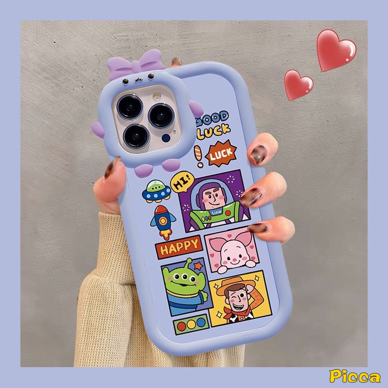 Casing Toy Story Kartun Untuk Redmi Note 11s 9 8 10s 11 Pro+10 Pro Redmi A1 9 10 10A 10C 9T A1+9C 9A POCO M3 X3 Pro NFC Mi 11 Lite Lucu 3D Ikatan Simpul Lensa Monster Kecil Sarung Soft Case