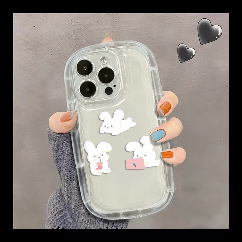 IPHONE Kelinci Lucu Shockproof Case Kompatibel Untuk Casing Ponsel Iphone13 11 14 12 Pro XS Max X XR 7 +8 Plus Cover Silikon TPU Transparan Lembut