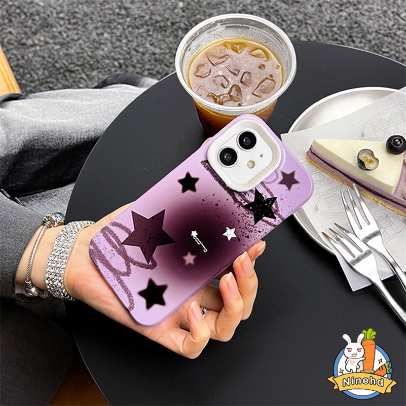 Redmi 12C A1 A1+10C 10A 10 9 9A 9C 9T Note11 11s 10 10s 9 9s Pro Xiaomi 11 Lite Poco X3 Pro NFC 3in1 Casing Grape Purple Star Phone Case Pelindung Kamera Tahan Guncangan Soft Cover