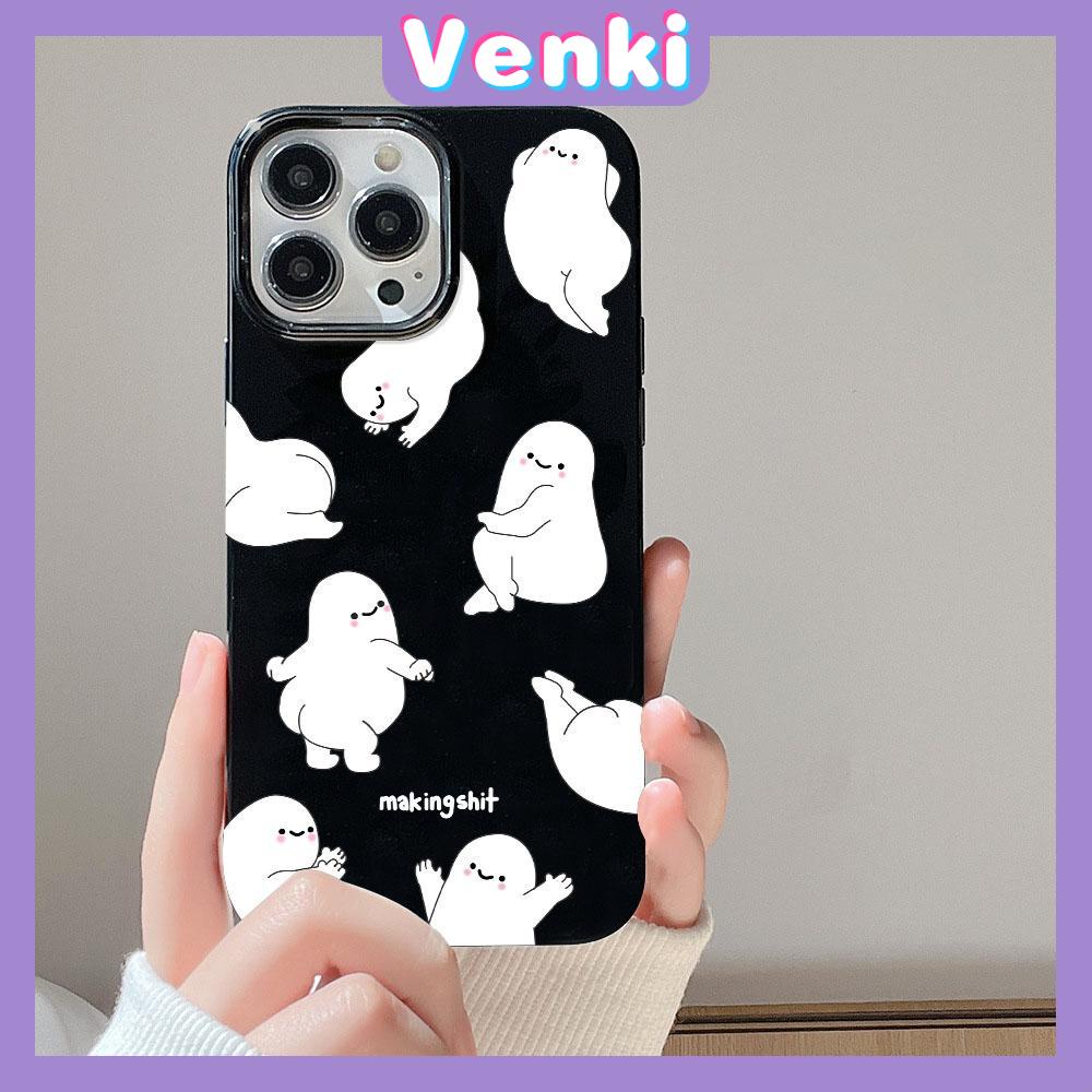 VENKI - For iPhone 11 iPhone Case Black Glossy TPU Soft Case Shockproof Protection Camera Abstract Cartoon Compatible with iPhone 14 13 Pro max 12 Pro Max xr xs max 7Plus 8Plus