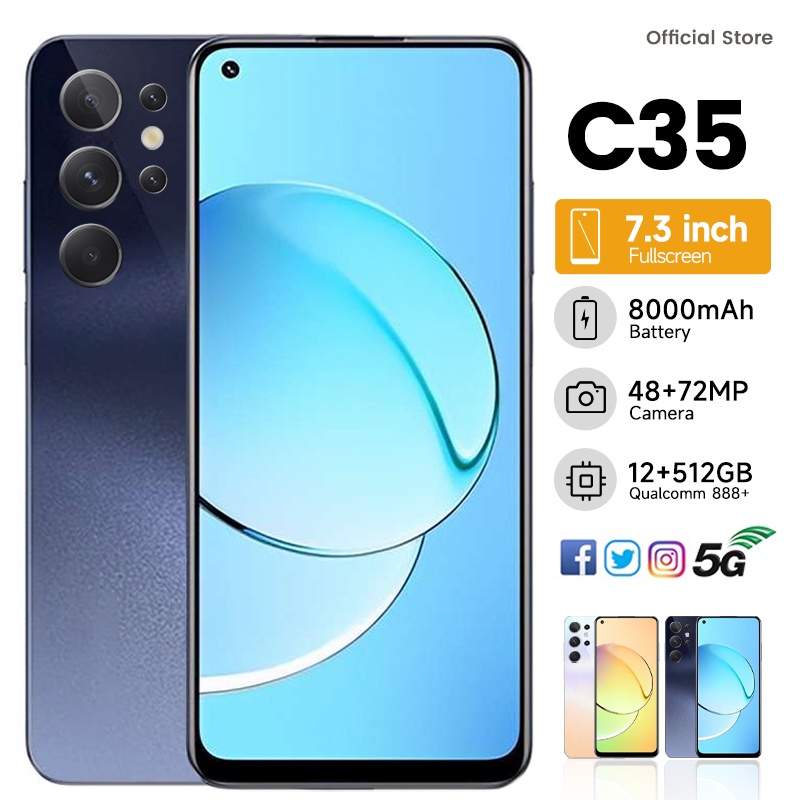 【Bisa COD】handphone HP murah Galaxy realmi C35 7.3inci layar penuh Smartphone ponsel Hp Baru 2023 te