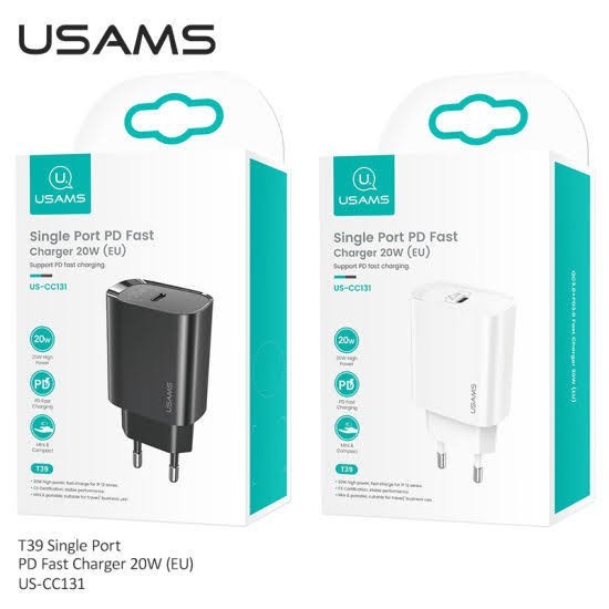 USAMS Adapter iPhone Usb Type C PD Fast Charger 20W T39 US-CC131