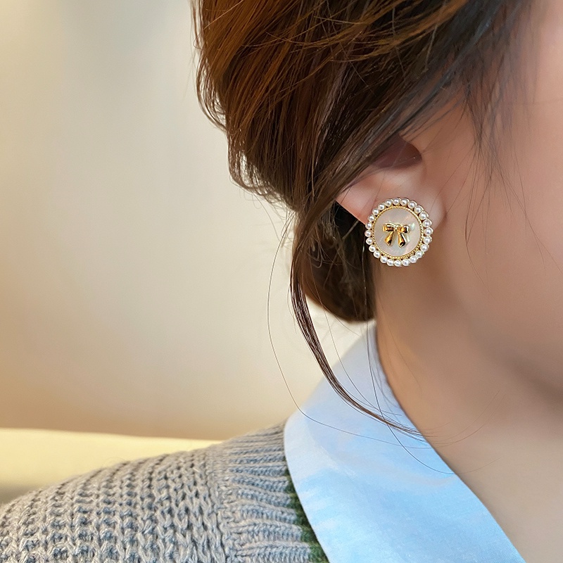 Ikatan Simpul Anting Mutiara Korea Mewah Ear Stud Aksesori Fashion Untuk Gadis Manis