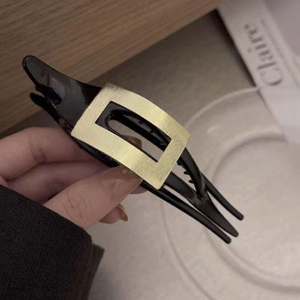Fishstick Geometris Rambut Cakar Klip Rambut Fashion Ambil Klip Untuk Gadis Hiasan Kepala Tiga Gigi Penjepit Logam Untuk Wanita Ponytail Holder