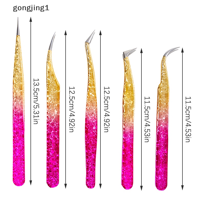 Ggg 1Pcs Pinset Bulu Mata Stainless Steel Eyelashes Extension Antistatic Brow Lash ID