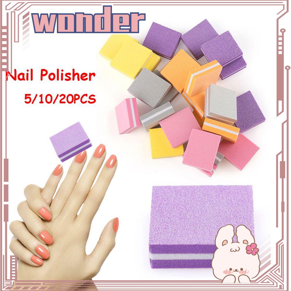 Wonder5 /10/20pcs Nail Polisher Mini Dua Sisi Manicure Alat Trimming Kit Polishing block