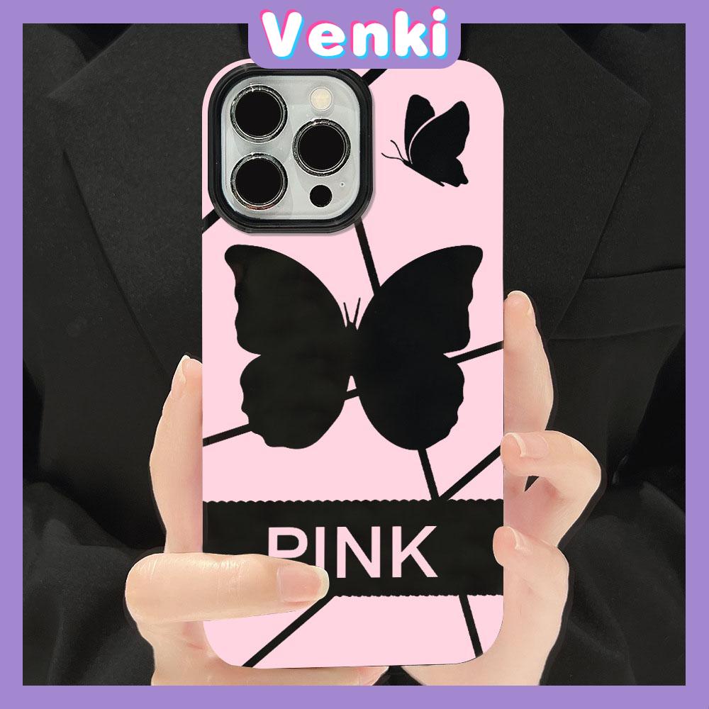 VENKI - For iPhone 11 iPhone Case Black Glossy TPU Soft Case Shockproof Protection Camera Beautiful Butterfly Compatible with iPhone 14 13 Pro max 12 Pro Max xr xs max 7Plus 8Plus