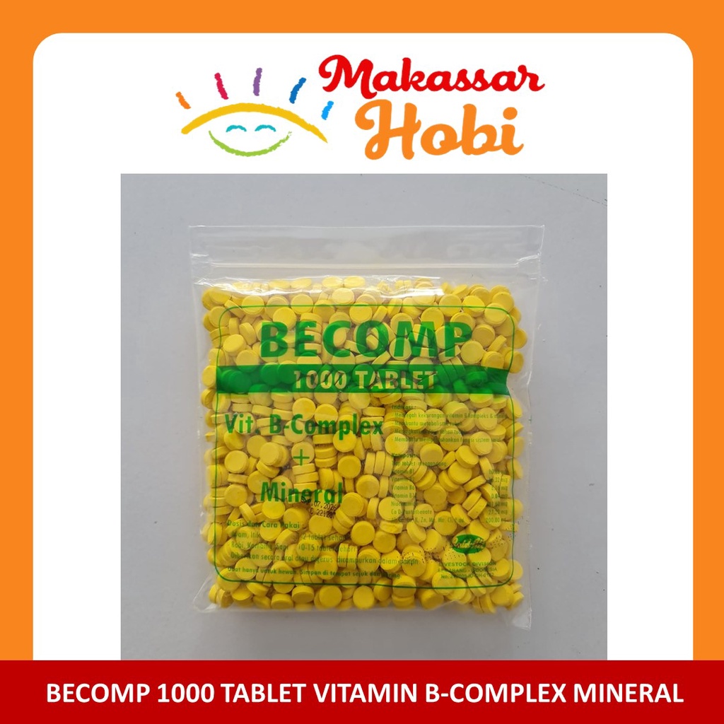 BECOMP 1000 Tablet Vitamin B Complex + Mineral Ayam Sapi Kambing Itik