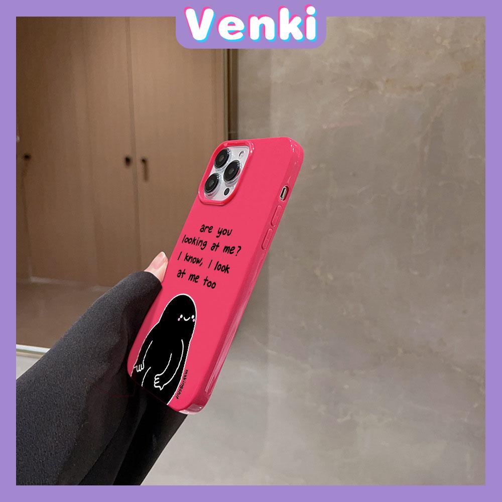 VENKI - For iPhone 11 iPhone Case Red Glossy TPU Soft Case Shockproof Protection Camera English Cartoon Character Compatible with iPhone 14 13 Pro max 12 Pro Max xr xs max 7 8Plus