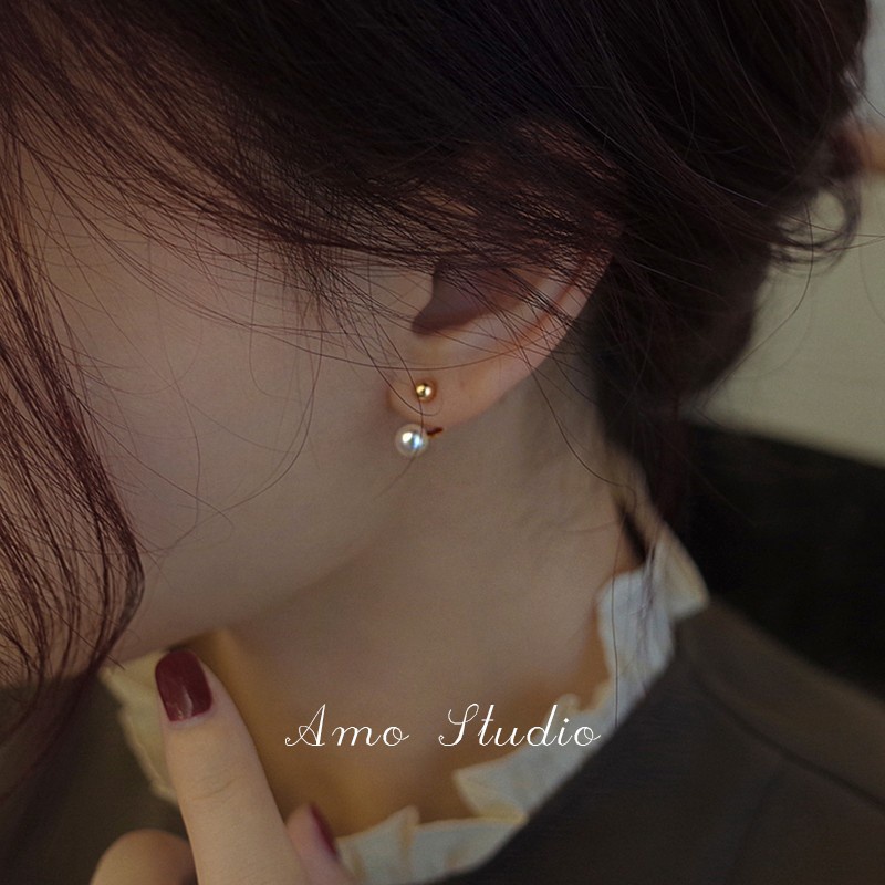 Ay (CN) Anting Mutiara Simple Anting Tusuk Emas Untuk Aksesoris Perhiasan Wanita