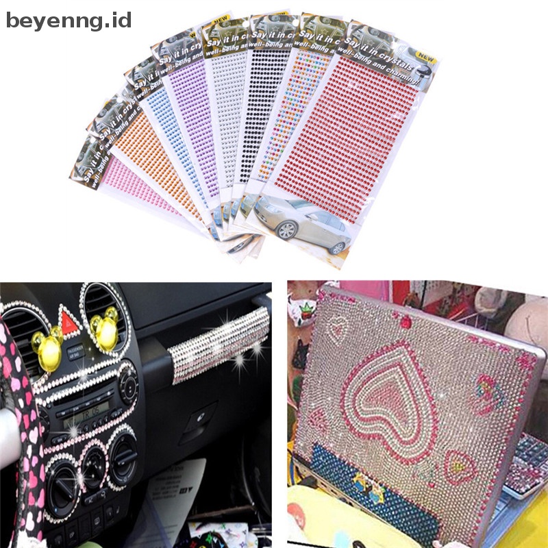 Beyen 750pcs/set 3mm Telepon DIY Mobil PC Dekorasi Perekat Diri Kristal Berlian Imitasi Stiker ID