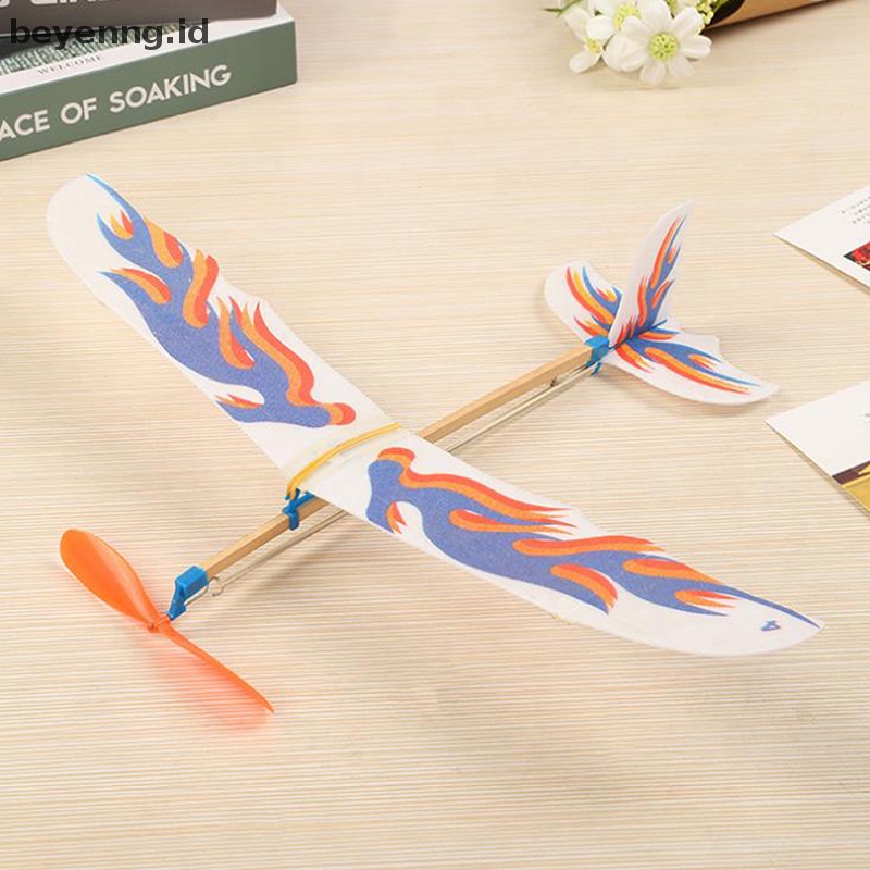 Beyen Karet Gelang Elastis Bertenaga Pesawat Glider Flying Plane Airplane DIY Mainan Anak ID