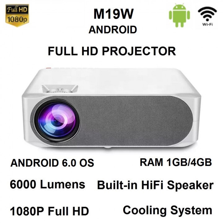 60 M19W Android Version - 6000 Lumens Full HD 1080P LCD Home Projector