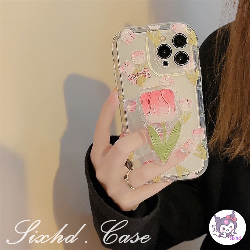 Redmi 12C 10C 10A 10 Note 12 11 11s 10 9 8 7Pro 9T 9C 9A 9 A1 Xiaomi 12 11 Lite 11T 10T Poco F3 M3 M4 F3 X3 X4Pro Casing Ponsel Tulip Bening Simple+Holder Soft Cover