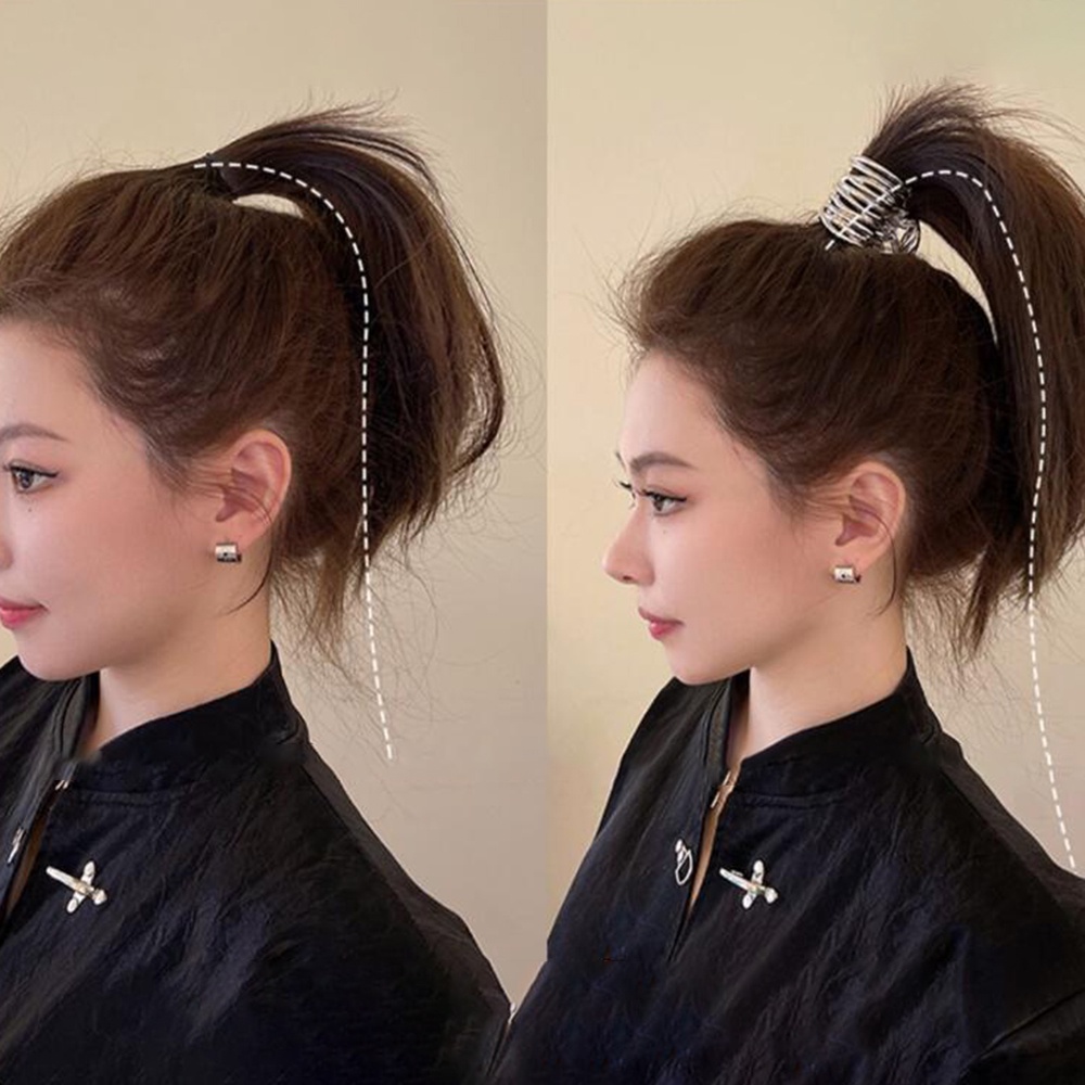 1pcs Ins Hiasan Kepala Klip Rambut Ponytail Tinggi Chic Dan Simple Bahan Metal Untuk Wanita Perempuan