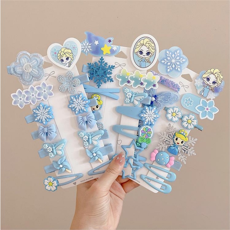 14 Pcs/Korea Fashion Anak Kupu-Kupu Es Putri Jepit Rambut Gadis Kecil Kartun Bang Jepit Rambut Sisi Fragmented Hairpin Princess Elsa Hiasan Kepala