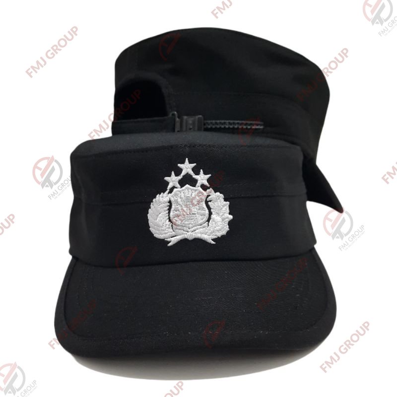 Topi Komando Bintara Hitam Twis Halus / Topi Bintara