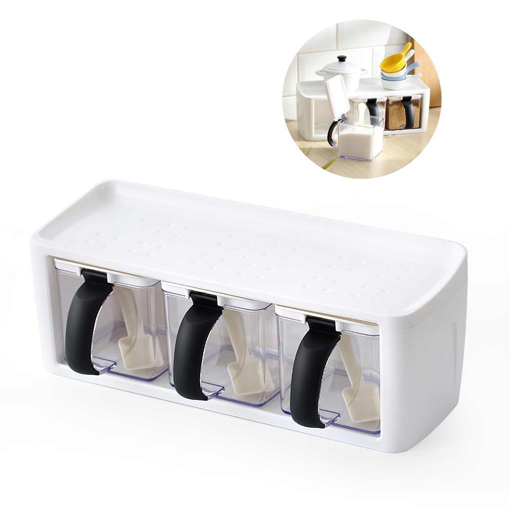 3kompartemen Kotak Penyimpanan Bumbu Serbaguna Mudah Dibersihkan Spice Jar Wadah Bumbu Dengan Tutup Untuk Rumah Dapur Restoran