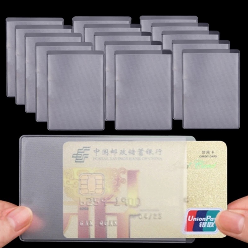 [HOT Sale]10pcs PVC Tempat Kartu Kredit Melindungi ID Card Name Card Cover Bening Frosted