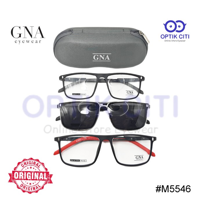 Frame Kacamata Pria Sporty ClipOn GNA M5546 Original