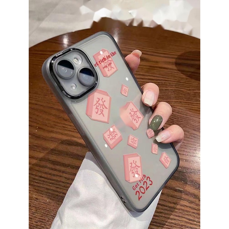 IPHONE Bingkai Cetak Cermin Logam Pink Merah Casing Ponsel Transparan Kompatibel Dengan Iphone12 13 14 11 Pro Max X Xs Max Xr Ffpss