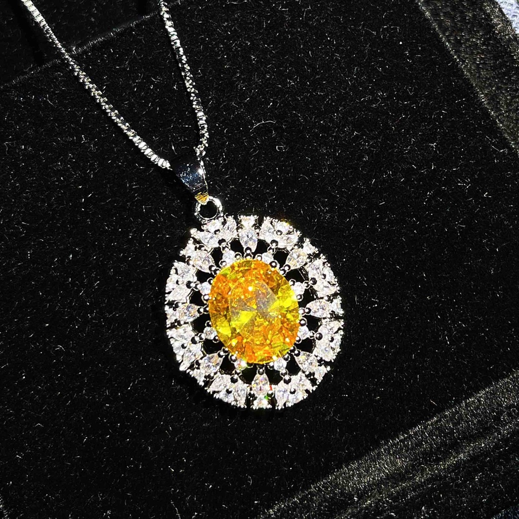 Goldkingdom Aksesoris Perhiasan Fashion Ready Stock Morganite Berlian Kuning Topa Biru Argyle Pink Angsa Telur Cincin Anting Kalung Perempuan