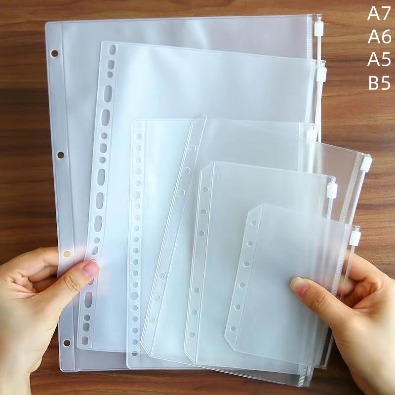 

Japanese Hand account Book Loose-leaf Storage Bag Zipper bag Accessories/A6/A7/A5/B5 6-hole Transparent Hand Book Bags