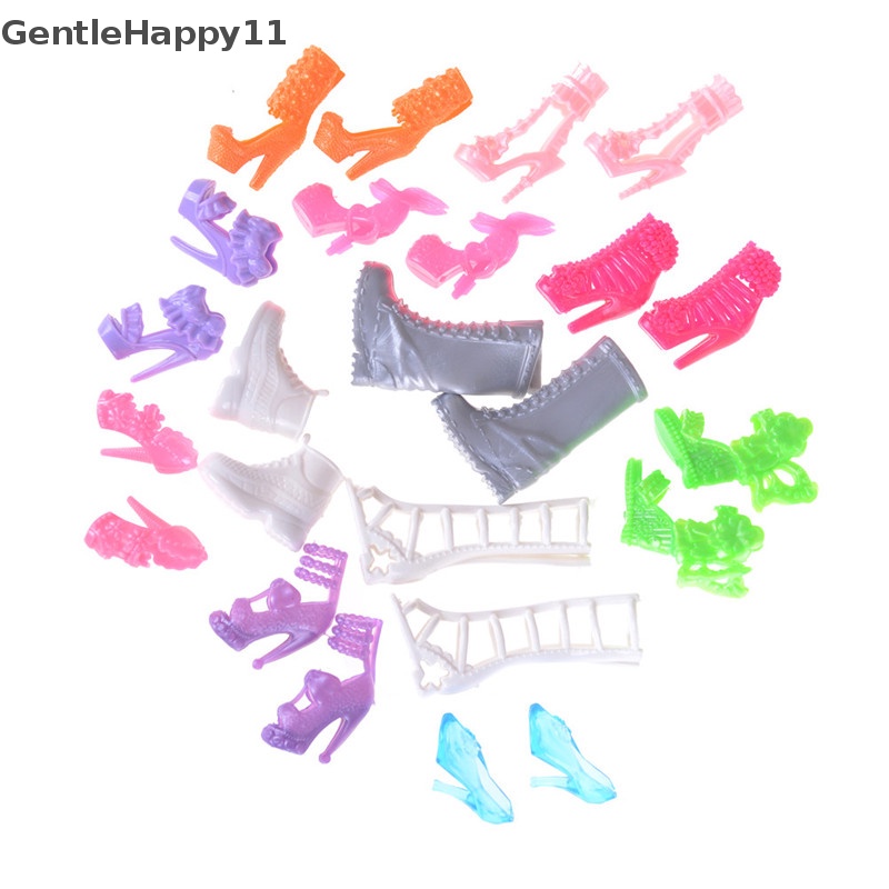 Gentlehappy 12pasang/Set Boneka Sepatu Fashion Sepatu Tumit Tinggi Sepatu Boots Untuk Hadiah Boneka 11 ''id