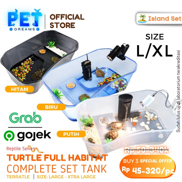 PROMO TURTLE TANK L &amp; XL KANDANG VIVARIUM AQUARIUM KURA TEMPAT BASKING