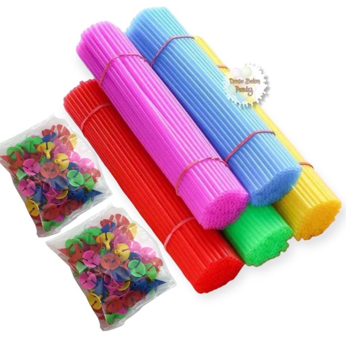 GROSIR - Stick Balon Latex Isi 100pcs / Stick &amp; Cup Balon Warna Warni