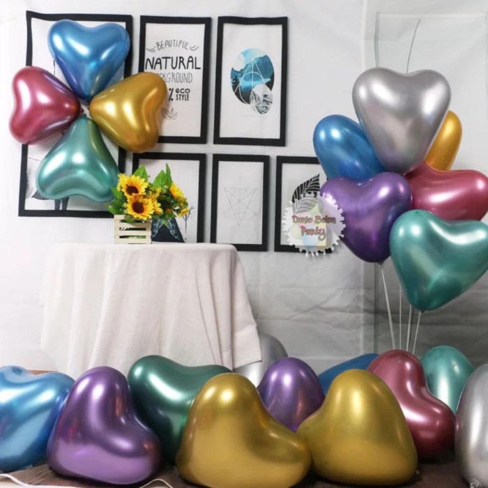 Balon Latex Metalik Chrome Love / Latex Love Chrome 12inch (isi 50pcs)