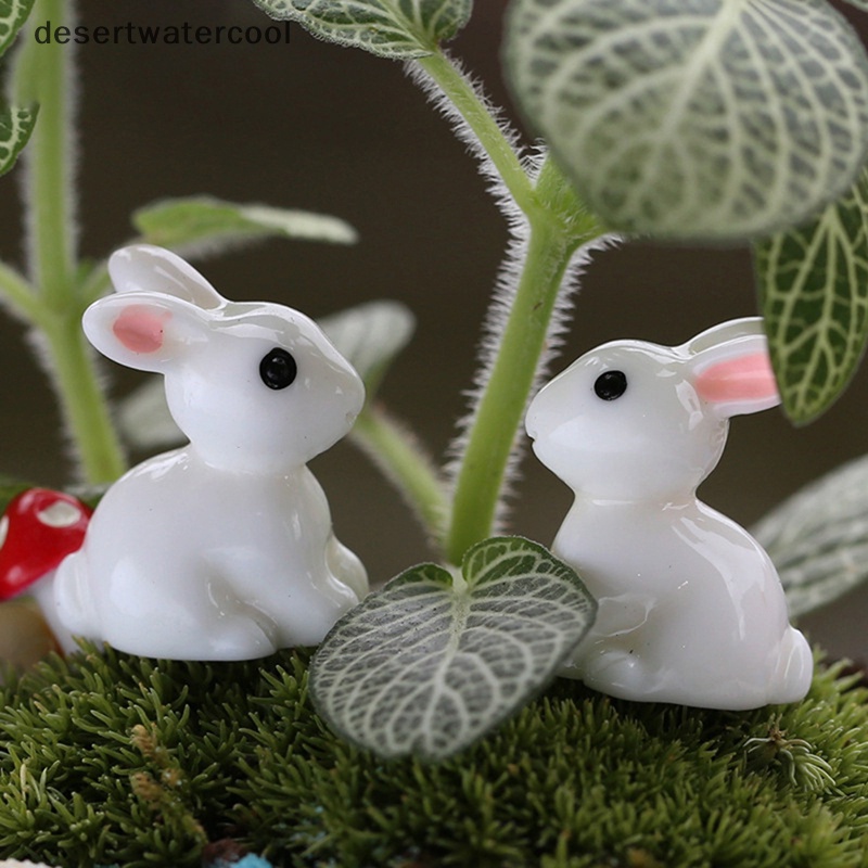 Deid5/10pcs Miniatur Taman Patung Kerajinan Lucu Dekorasi Taman Resin Bunnies Martijn